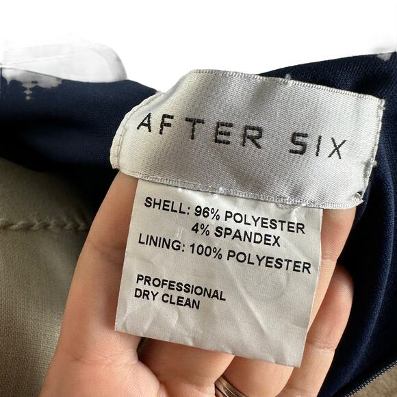 AFTER SIX 6828 Midnight Blue Stretch Charmeuse Draped Midi Dress Size 6R NWT - Picture 5 of 8